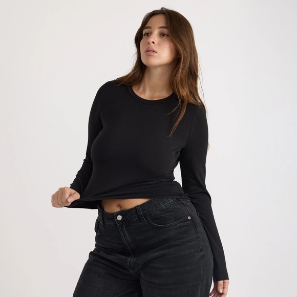 Organic Basics Everyday Regular Long Sleeve Tee black NWT - Picture 2 of 4